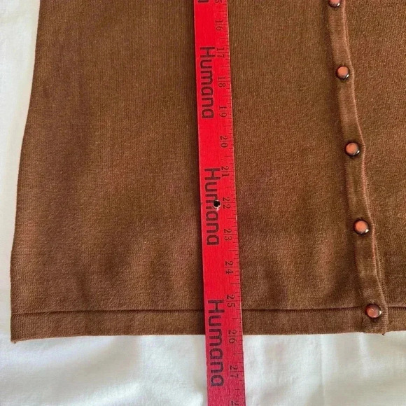 Bob Mackie Wearable Art Knit Cardigan Sweater Brown Sequins Button Long sleeve L - Picture 6 of 7